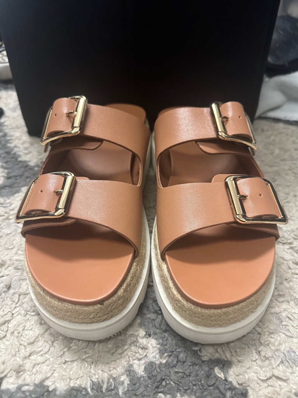 Madden Girl Cognac Double-Buckle Platform Sandals